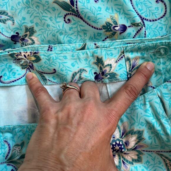 Talbots Stretch Cotton Maxi Wrap Skirt Turquoise Tropical Floral Size 12 NWOT - Picture 11 of 11
